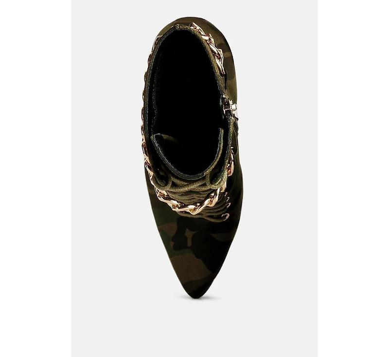moulin ringed stiletto camouflage ankle boot