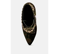 moulin ringed stiletto camouflage ankle boot