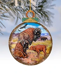 Designocracy Buffalos Ball Wooden Ornaments, Set of 2