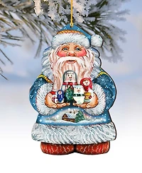 Designocracy Matreshkas Santa Wooden Christmas Ornament Set of 2