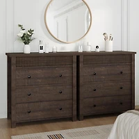 3-Drawer Fluted Nightstand Dresser, Wooden Storage Chest with Anti-Tip Kit for Bedroom, Living Room & Hallway