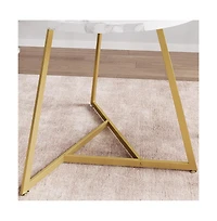 Gaomon 3-Piece Round Dining Set for 2, Table with Cushioned Chairs, Gold White