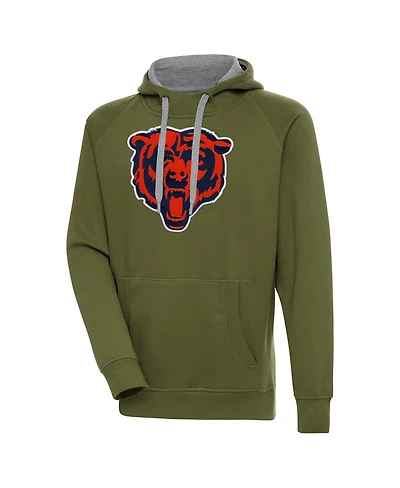 Antigua Men's Olive Chicago Bears Primary Logo Victory Pullover Hoodie