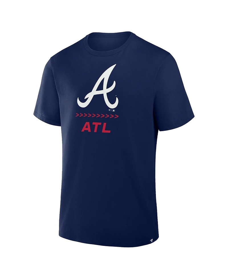 Fanatics Men's Navy Atlanta Braves Clubhouse Legacy Side Swipe T-Shirt