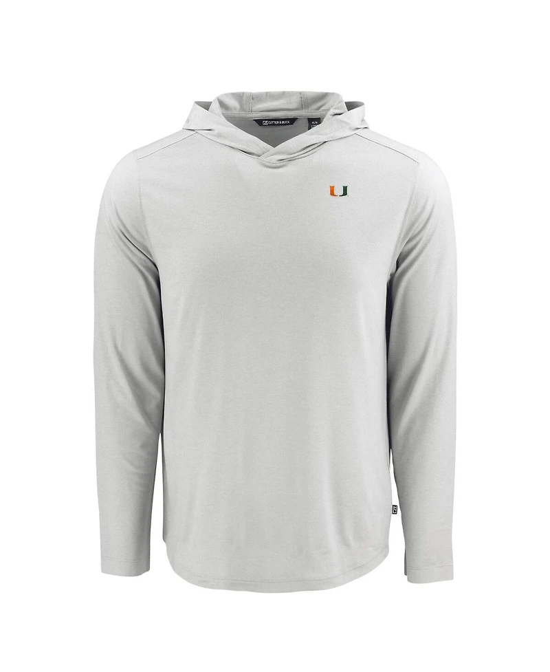 Cutter & Buck Men's Gray Miami Hurricanes Coastline Epic Comfort Eco Long Sleeve Hoodie T-Shirt