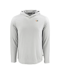 Cutter & Buck Men's Gray Miami Hurricanes Coastline Epic Comfort Eco Long Sleeve Hoodie T-Shirt