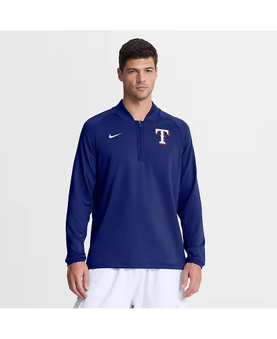 Nike Men's Royal Texas Rangers Authentic Collection Dri-fit Raglan Half-Zip Pullover Hoodie