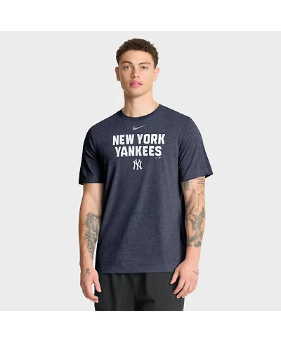 Nike Men's Heather Navy New York Yankees Stacked Tri-Blend T-Shirt