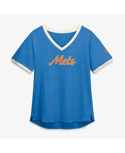 Fanatics Women's Royal New York Mets Cooperstown Collection Vintage Play Slub V-Neck T-Shirt