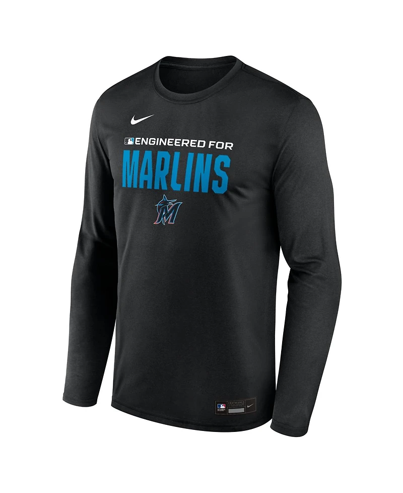 Nike Men's Black Miami Marlins Authentic Collection Legend Dri-fit Long Sleeve T-Shirt
