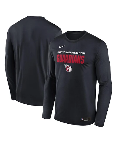 Nike Men's Black Cleveland Guardians Authentic Collection Legend Dri-fit Long Sleeve T-Shirt