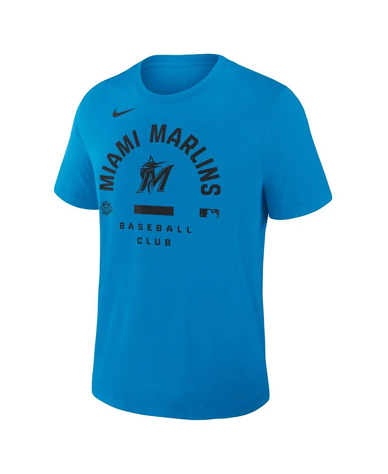 Nike Men's Blue Miami Marlins Authentic Collection Early Work Tri-Blend Dri-fit T-Shirt