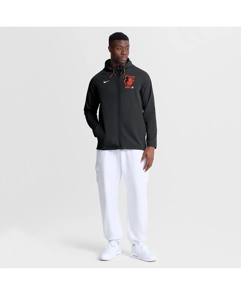 Nike Men's Black Baltimore Orioles Authentic Collection Raglan Therma-fit Full-Zip Hooded Jacket