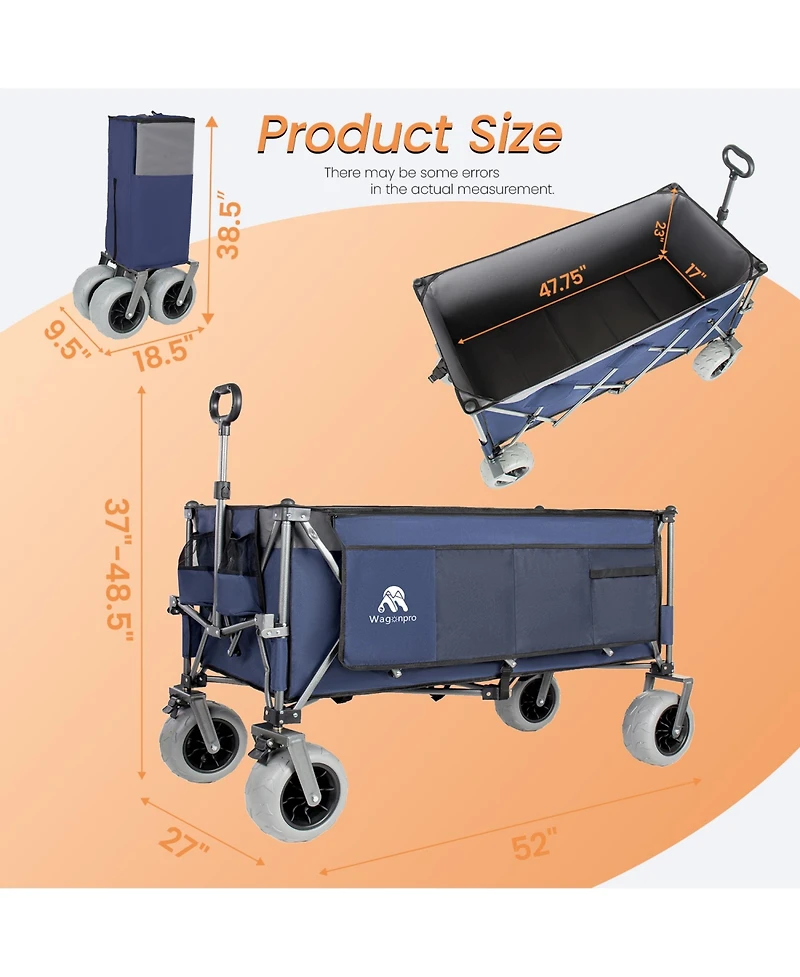 Rainsken Extended Heavy-Duty Foldable Utility Wagon
