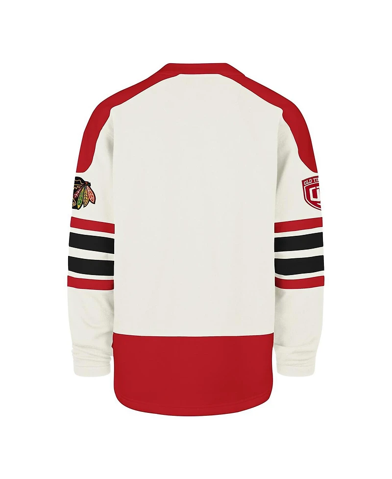 '47 Brand Men's Cream Chicago Blackhawks Pond Hockey Trio Eternal Lacer Sweatshirt