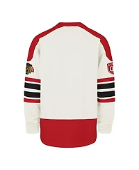 '47 Brand Men's Cream Chicago Blackhawks Pond Hockey Trio Eternal Lacer Sweatshirt