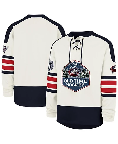 '47 Brand Men's Cream Columbus Blue Jackets Pond Hockey Trio Eternal Lacer Sweatshirt