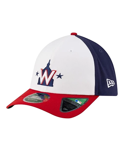 New Era Men's White Washington Nationals Player Replica 39THIRTY M-Crown Flex Hat