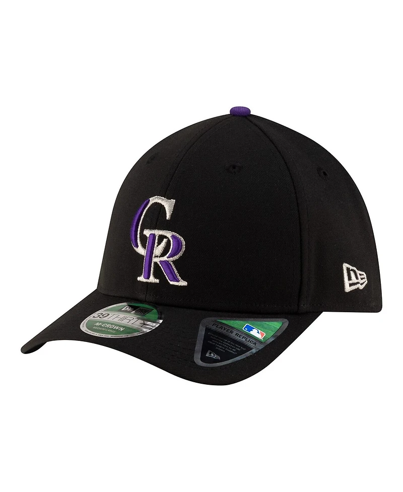 New Era Men's Black Colorado Rockies Player Replica 39THIRTY M-Crown Flex Hat