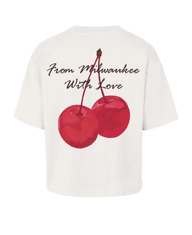 '47 Brand Women's Cream Milwaukee Brewers Love Letter Reed City T-Shirt