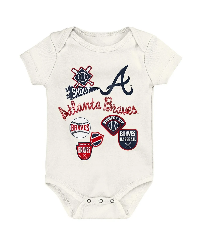 Outerstuff Newborn 3-Piece Atlanta Braves Home Plate Creeper Set
