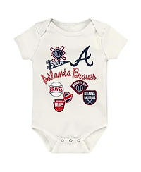 Outerstuff Newborn 3-Piece Atlanta Braves Home Plate Creeper Set