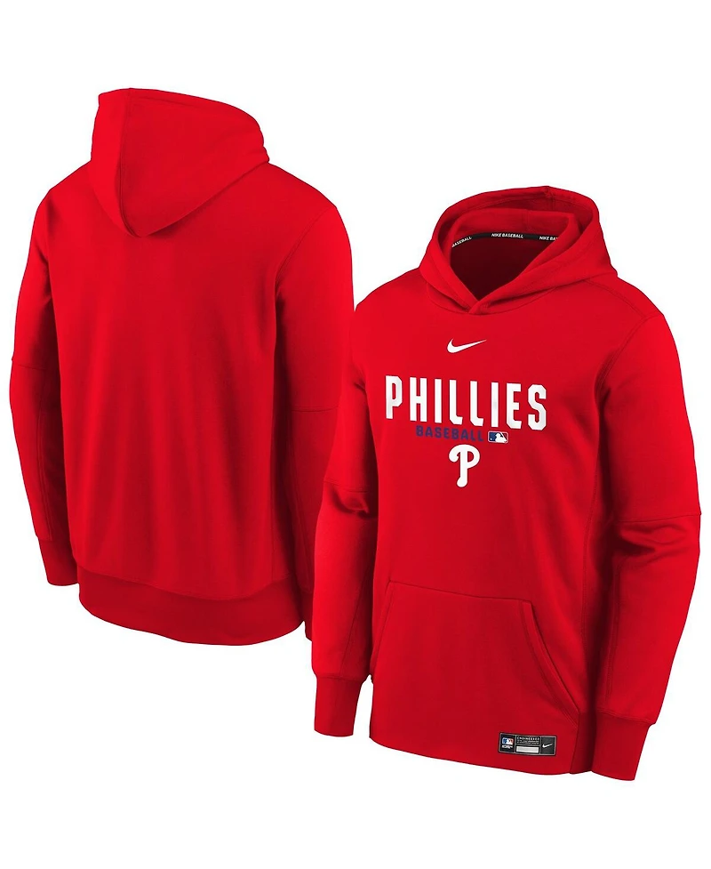 Nike Big Boys and Girls Red Philadelphia Phillies Authentic Collection Therma-fit Hoodie