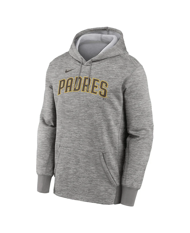 Nike Men's Heather Gray San Diego Padres Primary Wordmark Therma Hoodie