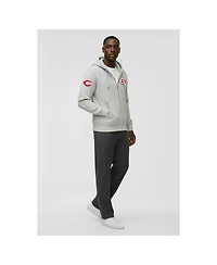 Champion Men's Gray Cincinnati Reds Reverse Weave Chenille Full-Zip Hoodie