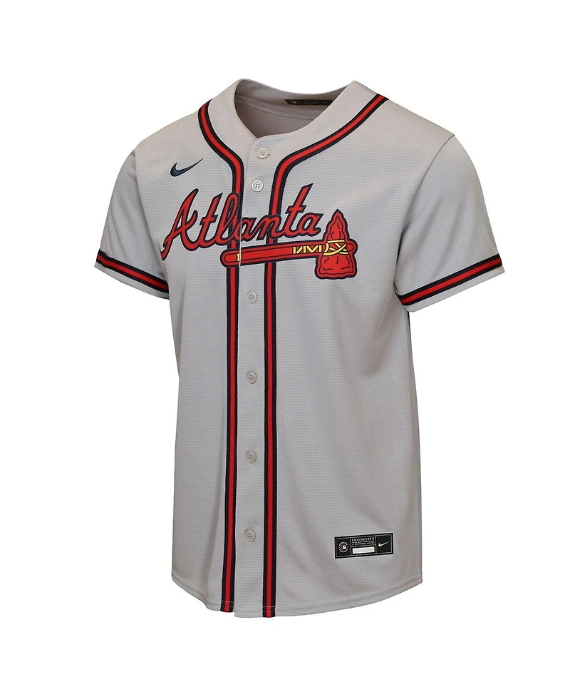 Nike Big Boys and Girls Ronald Acuna Jr. Gray Atlanta Braves Road Replica Jersey