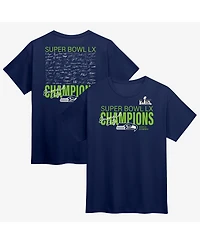 Fanatics Men's College Navy Seattle Seahawks Super Bowl Lx Champions Big Tall Autograph Signing Roster T-Shirt