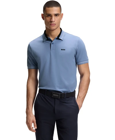 Boss by Hugo Men's Stretch-Cotton Stripe Trims Polo Shirt