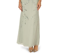 Papell Studio Women's Beaded Flutter-Sleeve Blouson Gown