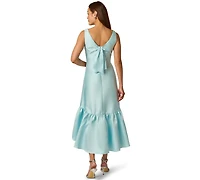 Adrianna Papell Women's Tie Mikado V-Neck Midi Dress
