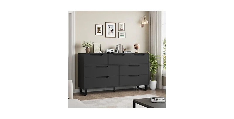 gaomon 7 Dresser for Bedroom, Wide Dresser, Freestanding Horizontal Drawer with Storage