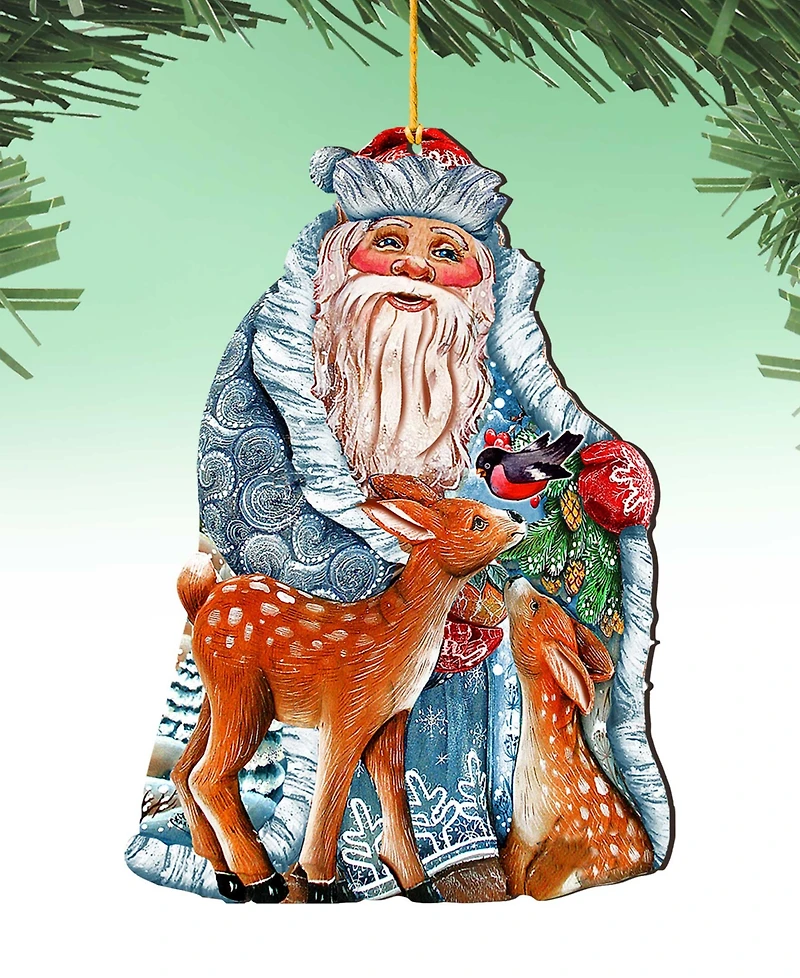 Designocracy Winter Treasure Wooden Christmas Ornament, Set of 2