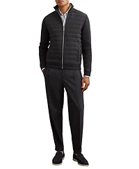 Reiss Men's Quilted Rib-Knit Funnel-Neck Jacket