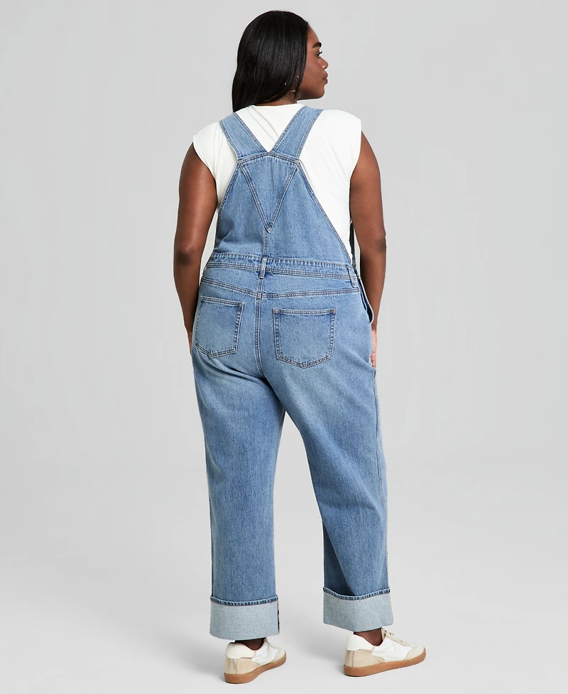 And Now This Trendy Plus Cuffed Denim Overalls, Macy's Exclusive