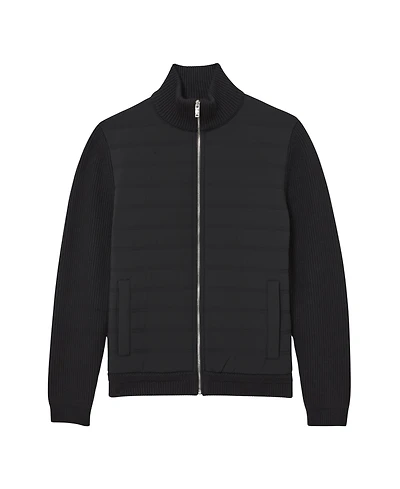 Reiss Men's Quilted Rib-Knit Funnel-Neck Jacket