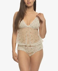 Jezebel Women's Veil Luxe Ruffle Cami and Panty Set 999548P