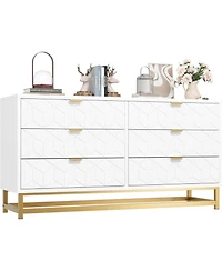 gaomon Modern 6-Drawer Bedroom Dresser with Large Storage and Gold Metal Accents for Entryway, Living Room or Closet