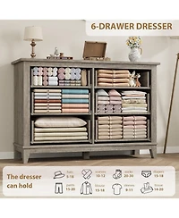 Gaomon 6-Drawer Black Bedroom Dresser, 47" Wide Freestanding Chest with Storage, Wooden Closet Organizer for Living Room, Bedroom, Entryway