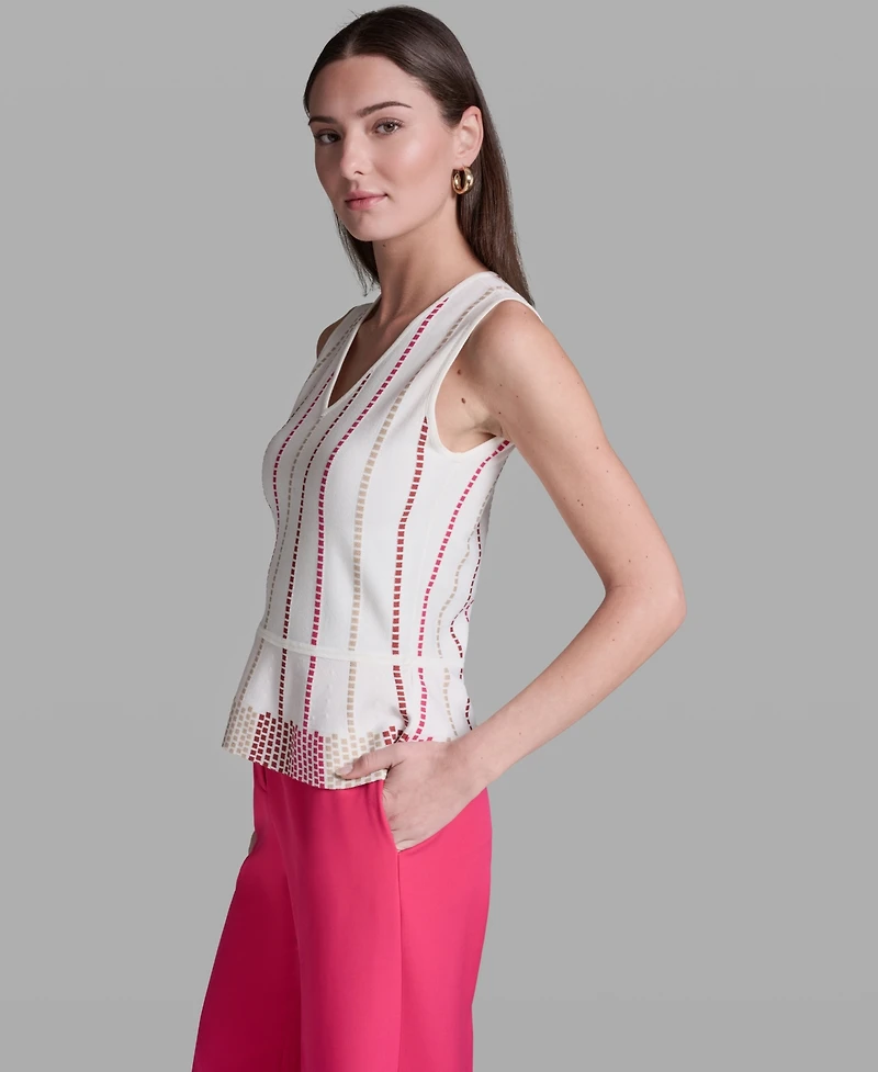 Bcbg Women's Sleeveless V-Neck Peplum Top