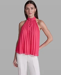 Bcbg Women's Pleated Halter Neck Sleeveless Top