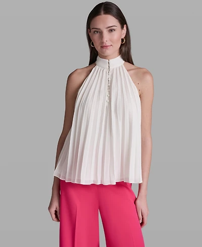Bcbg Women's Pleated Halter Neck Sleeveless Top