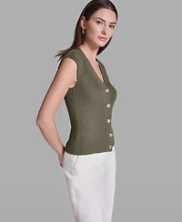 Bcbg Women's Short-Sleeve V-Neck Button-Front Top