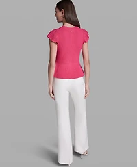 Bcbg Women's Short-Sleeve Crewneck Peplum Top