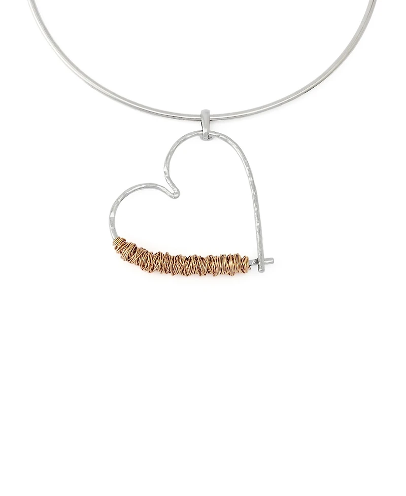 Robert Lee Morris Soho Two-Tone Heart Pendant Wire Necklace