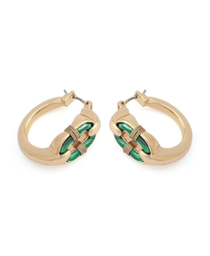 Robert Lee Morris Soho Malachite Link Huggie Earrings