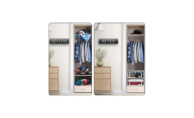 Sorbus Small Foldable Clear Plastic Storage Bags with Metal Frame & Carry Handles Organization for Bedding Linen & Clothing